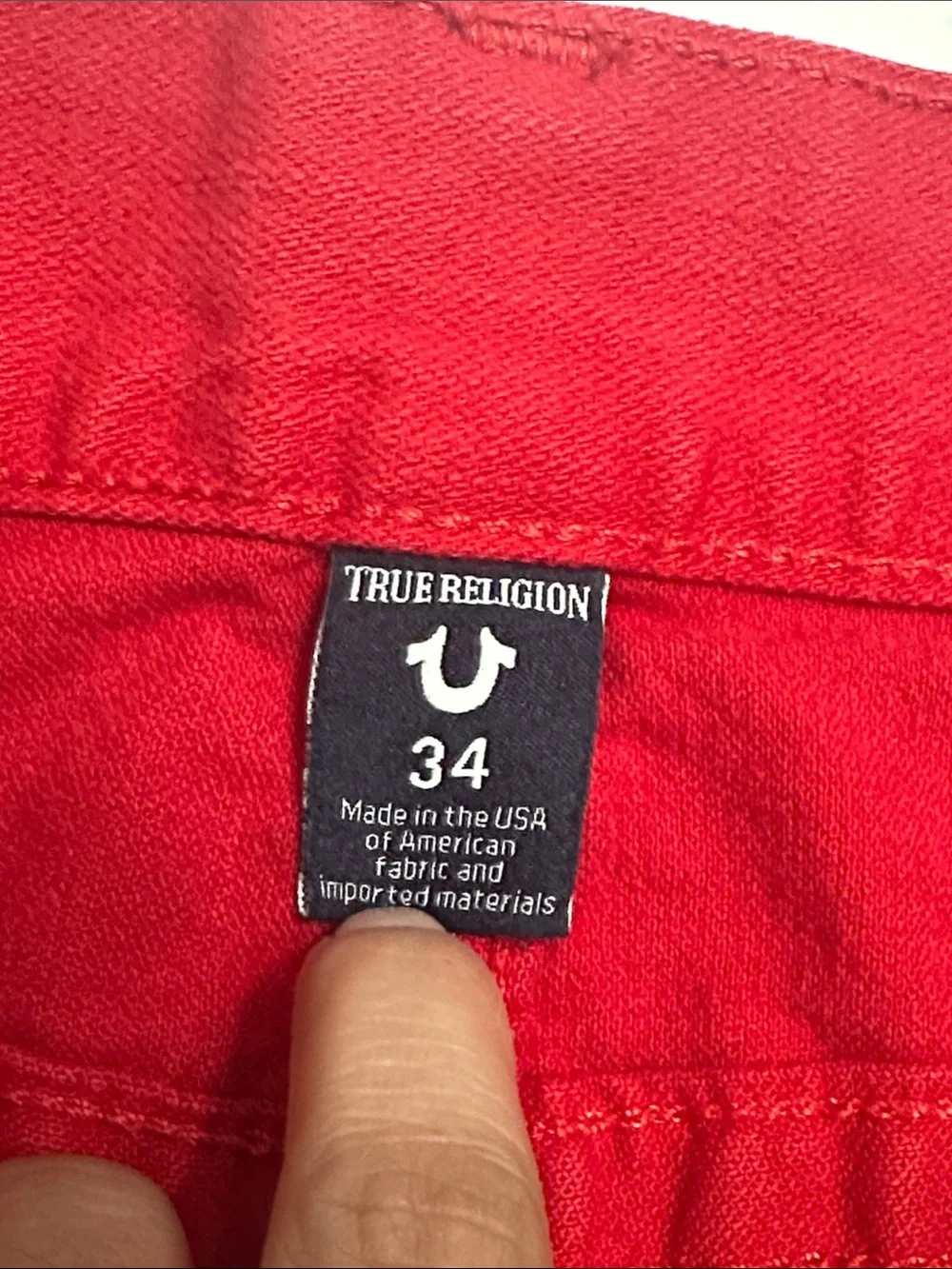 True Religion Red RickyJeans Relaxed Straight Denim Mens Size 34 Cotton